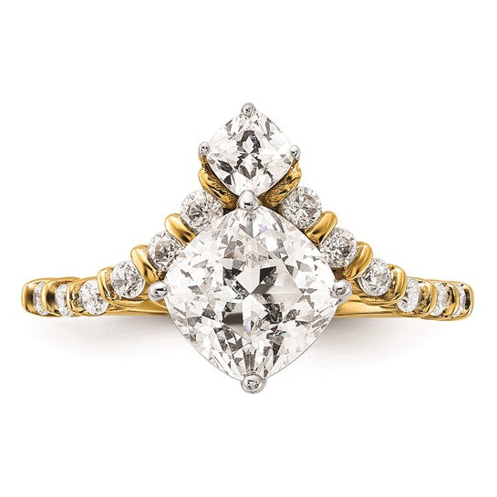 14k Asymmetric (Holds 1.5 carat (7.00x6.9mm) Cushion Center) 5/8 carat Diamond Semi-Mount Engagement Ring