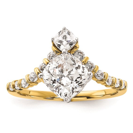 14k Asymmetric (Holds 1.5 carat (7.00x6.9mm) Cushion Center) 5/8 carat Diamond Semi-Mount Engagement Ring