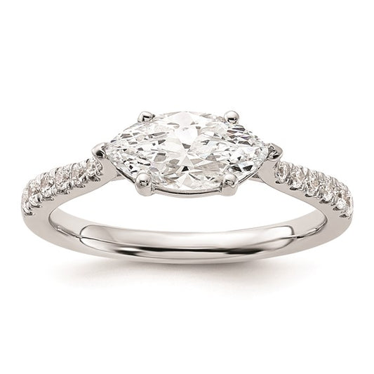 14k White Gold East West (Holds 1 carat (10.5x5.6mm) Marquise Center) 1/5 carat Diamond Semi-Mount Engagement Ring