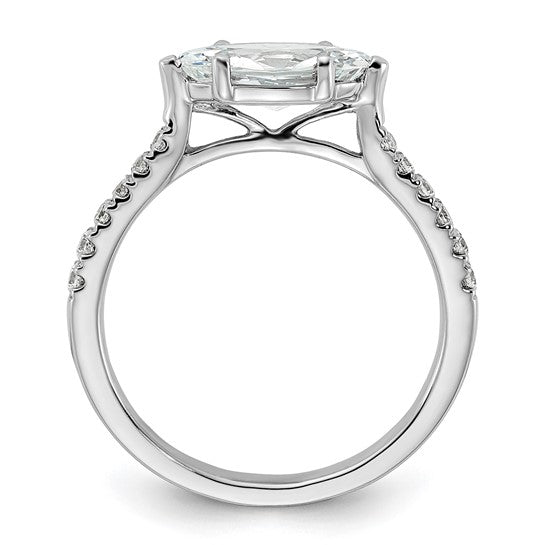 14K White Gold lab Grown Diamond East West Semi-Mount Eng. Ring