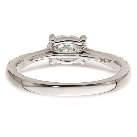 14k White Gold East West (Holds 3/4 carat (7.1x5.4mm) Oval Center) 1/4 carat Diamond Semi-Mount Engagement Ring