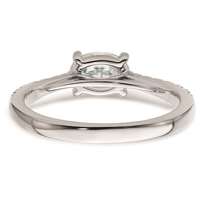 14k White Gold East West (Holds 3/4 carat (7.1x5.4mm) Oval Center) 1/4 carat Diamond Semi-Mount Engagement Ring