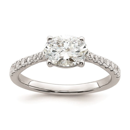 14k White Gold East West (Holds 3/4 carat (7.1x5.4mm) Oval Center) 1/4 carat Diamond Semi-Mount Engagement Ring