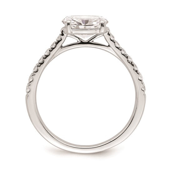 14k White Gold East West (Holds 1 carat (8.00x6.1mm) Oval Center) 1/4 carat Diamond Semi-Mount Engagement Ring