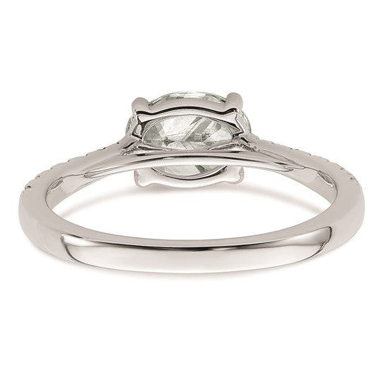 14k White Gold East West (Holds 1 carat (8.00x6.1mm) Oval Center) 1/4 carat Diamond Semi-Mount Engagement Ring