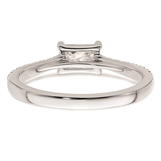14k White Gold East West (Holds 3/4 carat (6.1x4.5mm) Emerald-cut Center) 1/4 carat Diamond Semi-Mount Engagement Ring