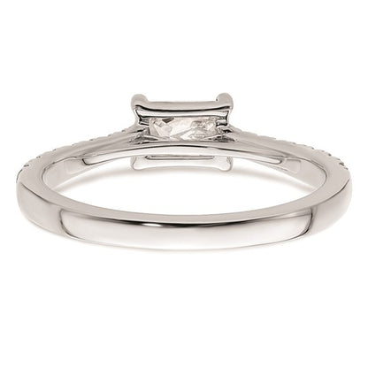 14k White Gold East West (Holds 3/4 carat (6.1x4.5mm) Emerald-cut Center) 1/4 carat Diamond Semi-Mount Engagement Ring