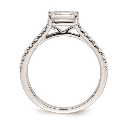 14k White Gold East West (Holds 1 carat (6.9x5.2mm) Emerald-cut Center) 1/4 carat Diamond Semi-Mount Engagement Ring