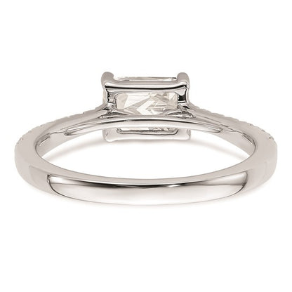 14k White Gold East West (Holds 1 carat (6.9x5.2mm) Emerald-cut Center) 1/4 carat Diamond Semi-Mount Engagement Ring