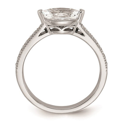 14k White Gold East West (Holds 3/4 carat (9.2x5.00mm) Marquise Center) 1/15 carat Diamond Semi-Mount Engagement Ring