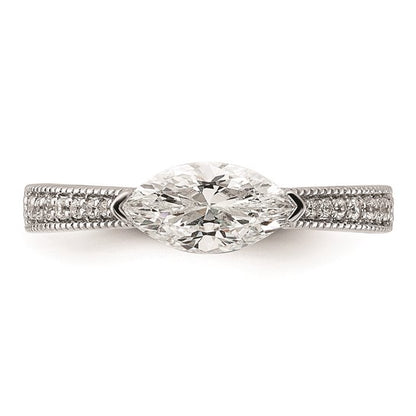 14k White Gold East West (Holds 3/4 carat (9.2x5.00mm) Marquise Center) 1/15 carat Diamond Semi-Mount Engagement Ring