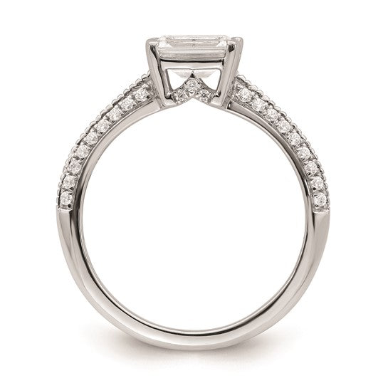 14k White Gold East West (Holds 1 carat (6.9x5.2mm) Emerald-cut Center) 1/4 carat Diamond Semi-Mount Engagement Ring