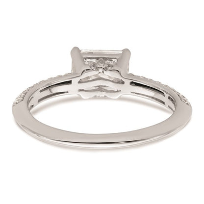 14k White Gold East West (Holds 1 carat (6.9x5.2mm) Emerald-cut Center) 1/4 carat Diamond Semi-Mount Engagement Ring