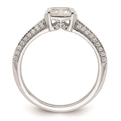 14k White Gold East West (Holds 3/4 carat (7.1x5.4mm) Oval Center) 1/5 carat Diamond Semi-Mount Engagement Ring