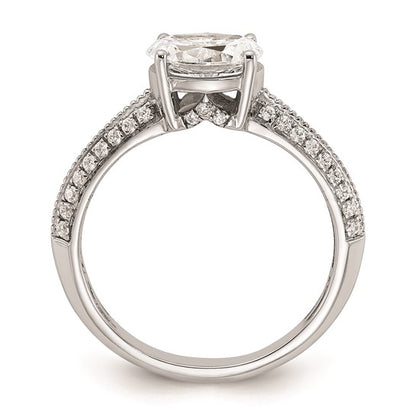 14k White Gold East West (Holds 1 carat (8.00x6.1mm) Oval Center) 1/4 carat Diamond Semi-Mount Engagement Ring