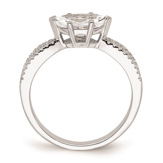 14k White Gold East West (Holds 3/4 carat (9.2x5.00mm) Marquise Center) 1/8 carat Diamond Semi-Mount Engagement Ring