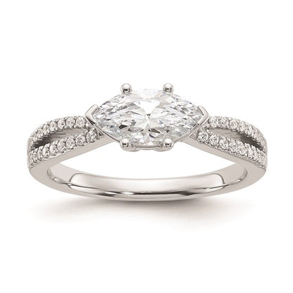 14k White Gold East West (Holds 3/4 carat (9.2x5.00mm) Marquise Center) 1/8 carat Diamond Semi-Mount Engagement Ring