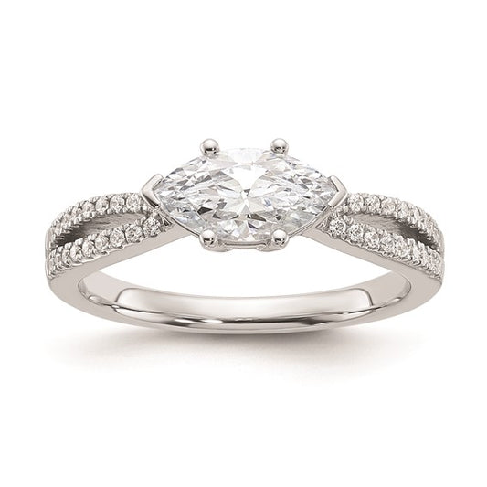 14k White Gold East West (Holds 3/4 carat (9.2x5.00mm) Marquise Center) 1/8 carat Diamond Semi-Mount Engagement Ring