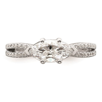 14k White Gold East West (Holds 1 carat (10.5x5.6mm) Marquise Center) 1/6 carat Diamond Semi-Mount Engagement Ring