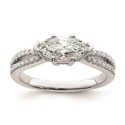 14k White Gold East West (Holds 1 carat (10.5x5.6mm) Marquise Center) 1/6 carat Diamond Semi-Mount Engagement Ring