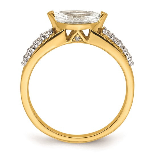 14k East West (Holds 3/4 carat (9.2x5.00mm) Marquise Center) 1/8 carat Diamond Semi-Mount Engagement Ring