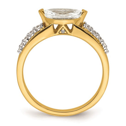 14k East West (Holds 3/4 carat (9.2x5.00mm) Marquise Center) 1/8 carat Diamond Semi-Mount Engagement Ring