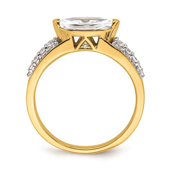 14k East West (Holds 1 carat (10.5x5.6mm) Marquise Center) 1/6 carat Diamond Semi-Mount Engagement Ring