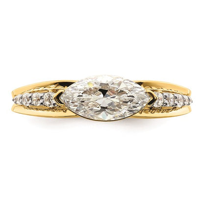 14k East West (Holds 1 carat (10.5x5.6mm) Marquise Center) 1/6 carat Diamond Semi-Mount Engagement Ring