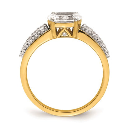 14k Two-tone East West (Holds 1 carat (8.11x6.1mm) Oval Center) 1/6 carat Diamond Semi-Mount Engagement Ring