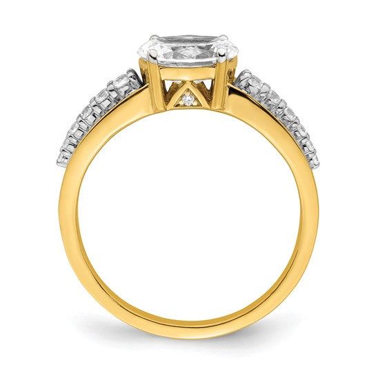 14K Two-Tone Lab Grown Diamond East West Semi-Mount Eng Ring