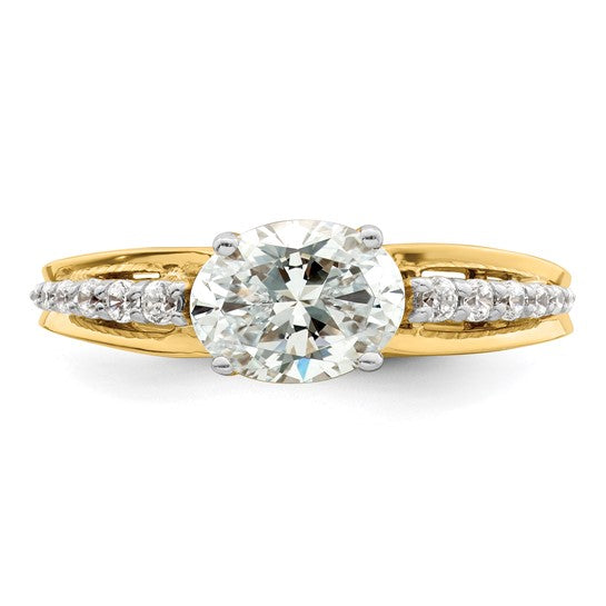 14K Two-Tone Lab Grown Diamond East West Semi-Mount Eng Ring