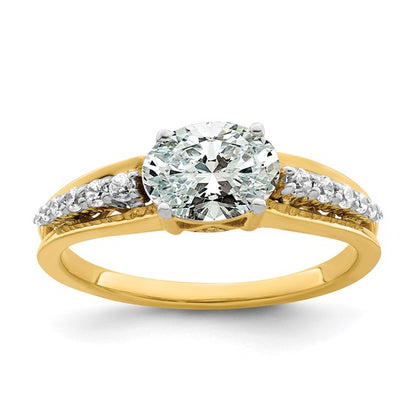 14K Two-Tone Lab Grown Diamond East West Semi-Mount Eng Ring