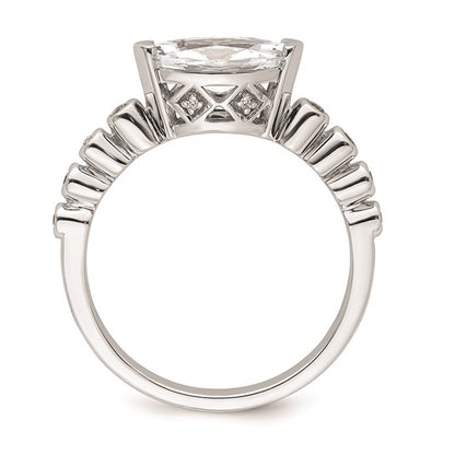 14k White Gold East West (Holds 3/4 carat (9.2x5.00mm) Marquise Center) 1/15 carat Diamond Semi-Mount Engagement Ring