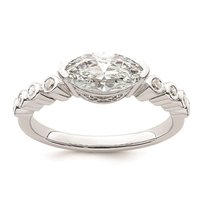 14k White Gold East West (Holds 3/4 carat (9.2x5.00mm) Marquise Center) 1/15 carat Diamond Semi-Mount Engagement Ring