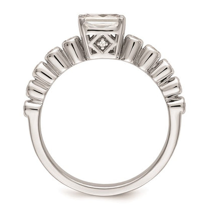 14k White Gold East West (Holds 3/4 carat (6.1x4.5mm) Emerald-cut Center) 1/8 carat Diamond Semi-Mount Engagement Ring