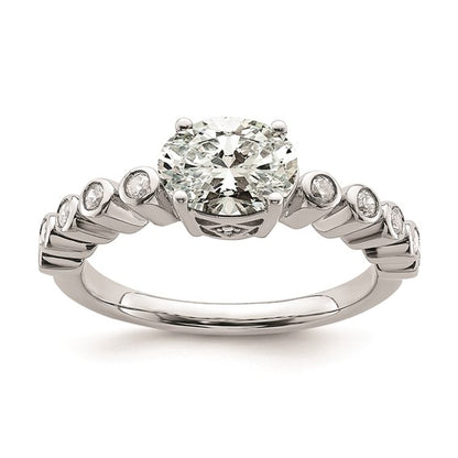 14k White Gold East West (Holds 1 carat (8.00x6.1mm) Oval Center) 1/5 carat Diamond Semi-Mount Engagement Ring