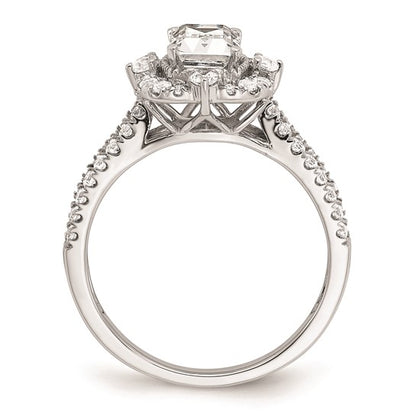 14k White Gold Vintage Halo (Holds 1 carat (6.9x5.2mm) Emerald-cut Center) 5/8 carat Diamond Semi-Mount Engagement Ring