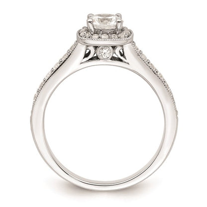 14K White Gold Halo Plus (Holds 1/2 carat (5.2mm) Round Center) 3/8 carat Diamond Semi-mount Engagement Ring