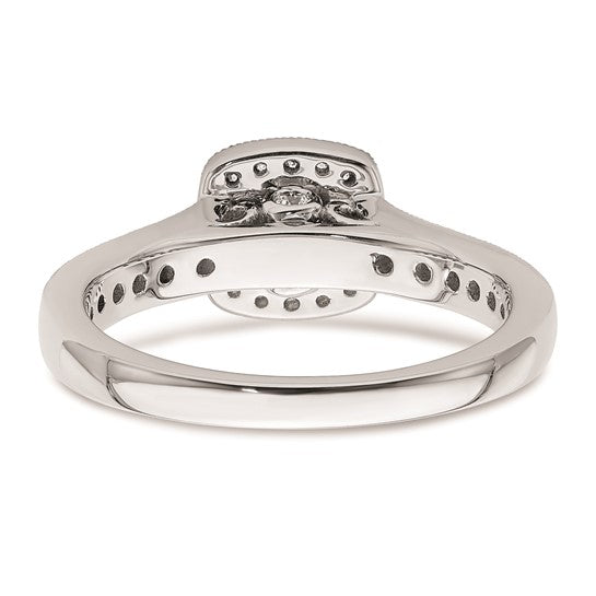 14K White Gold Halo Plus (Holds 1/2 carat (5.2mm) Round Center) 3/8 carat Diamond Semi-mount Engagement Ring