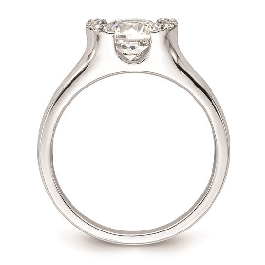 14k White Gold (Holds 1 carat (6.40 mm) Round) Half-Bezel with 1/20 carat Diamond Semi-Mount Engagement Ring