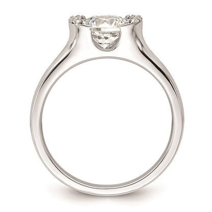 14k White Gold (Holds 1 carat (6.40 mm) Round) Half-Bezel with 1/20 carat Diamond Semi-Mount Engagement Ring