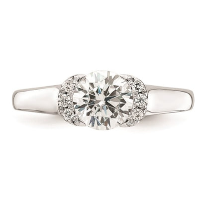14k White Gold (Holds 1 carat (6.40 mm) Round) Half-Bezel with 1/20 carat Diamond Semi-Mount Engagement Ring