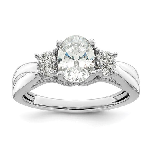 14K White Gold Lab Grown Diamond Semi-mount Oval Engagement Ring