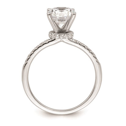 14K White Gold (Holds 1.5 carat (7.5mm) Round Center) 1/4 carat Diamond Semi-mount Engagement Ring