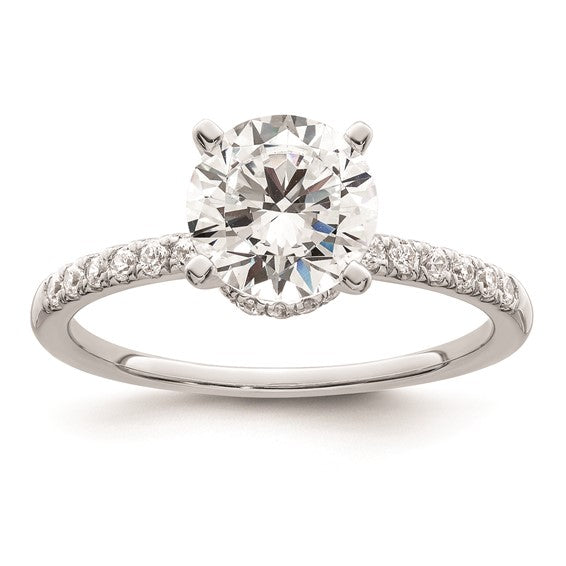 14K White Gold (Holds 1.5 carat (7.5mm) Round Center) 1/4 carat Diamond Semi-mount Engagement Ring
