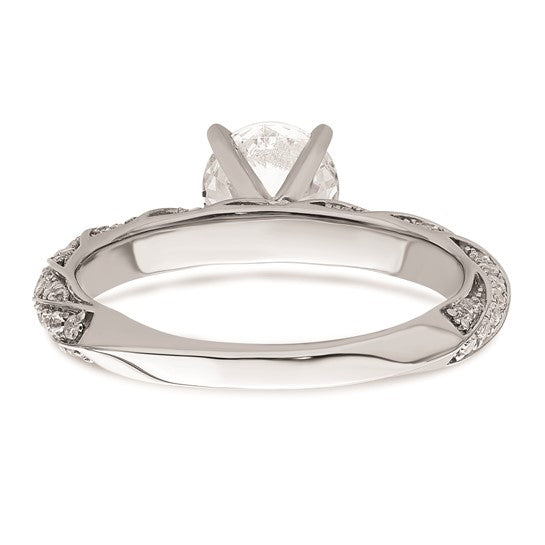 14k White Gold Twist (holds 1 carat (6.5mm) Round Center) 3/8 carat Diamond Semi-mount Engagement Ring