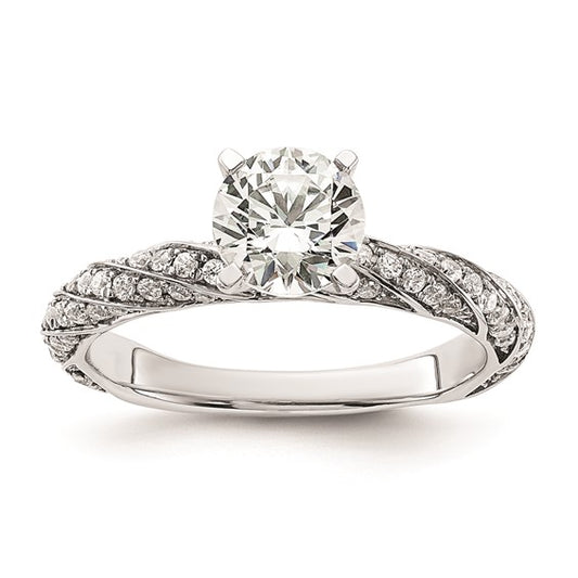 14k White Gold Twist (holds 1 carat (6.5mm) Round Center) 3/8 carat Diamond Semi-mount Engagement Ring