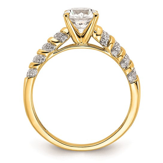 14K Twist Shank (Holds 1 carat (6.5mm) Round Center) 1/6 carat Diamond Semi-Mount Engagement Ring