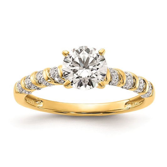 14K Twist Shank (Holds 1 carat (6.5mm) Round Center) 1/6 carat Diamond Semi-Mount Engagement Ring