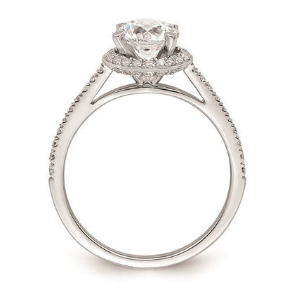 14K White Gold Vintage Halo (Holds 1 carat (6.5mm) Round Center) 1/3 carat Diamond Semi-mount Engagement Ring